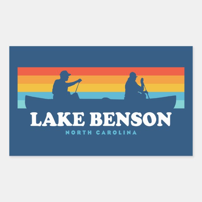 Pegatina Rectangular Lago Benson Carolina del Norte Canoe (Anverso)