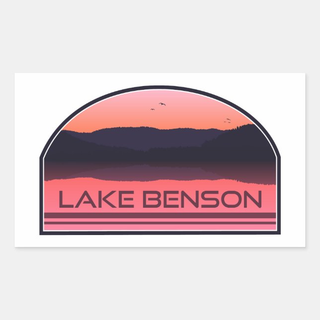 Pegatina Rectangular Lago Benson North Carolina Red Sunrise (Anverso)