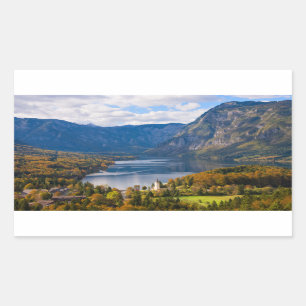 Pegatina Rectangular Lago Bohinj en Eslovenia en otoño