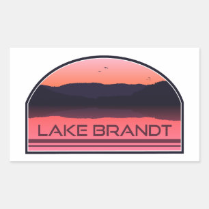 Pegatina Rectangular Lago Brandt North Carolina Amanecer Rojo