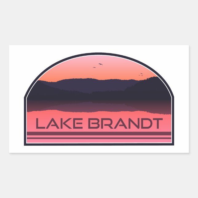 Pegatina Rectangular Lago Brandt North Carolina Amanecer Rojo (Anverso)