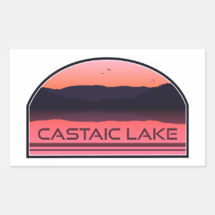 Pegatina Rectangular Lago Castaic California Amanecer Rojo