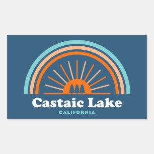 Pegatina Rectangular Lago Castaic California Arcoíris