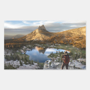 Pegatina Rectangular Lago Catedral / Pico - Yosemite - Camino John Muir