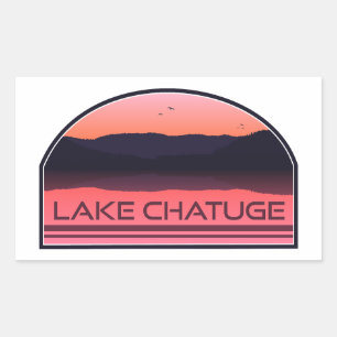 Pegatina Rectangular Lago Chatuge North Carolina Georgia Amanecer Rojo