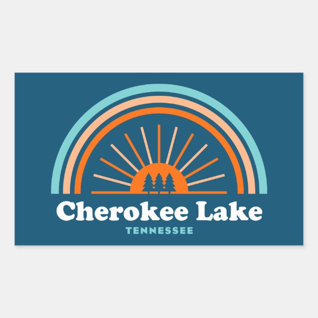 Pegatina Rectangular Lago Cherokee Arcoiris Tennessee (Anverso)