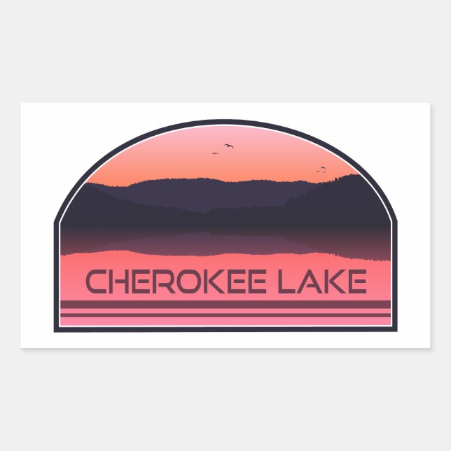 Pegatina Rectangular Lago Cherokee Tennessee Red Sunrise (Anverso)
