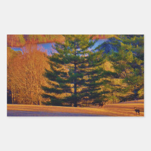 Pegatina Rectangular Lago Deer & Mt