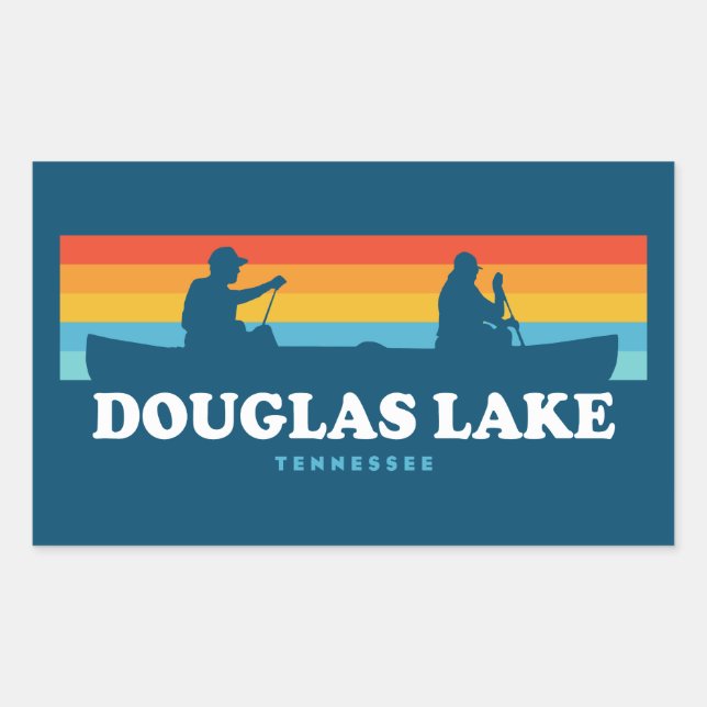 Pegatina Rectangular Lago Douglas Tennessee Canoe (Anverso)