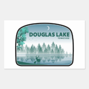 Pegatina Rectangular Lago Douglas Tennessee Ciervos