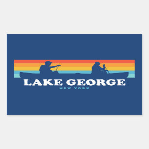 Pegatina Rectangular Lago George, Canoa de Nueva York