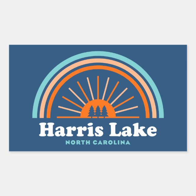 Pegatina Rectangular Lago Harris Rainbow de Carolina del Norte (Anverso)