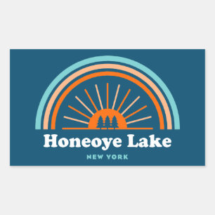 Pegatina Rectangular Lago Honeoye Arcoiris Nueva York
