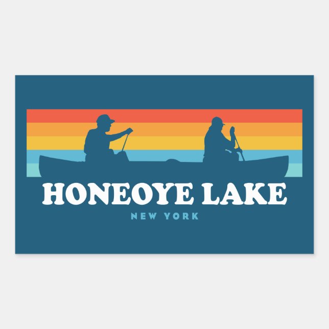 Pegatina Rectangular Lago Honeoye Canoe de Nueva York (Anverso)