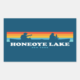 Pegatina Rectangular Lago Honeoye Canoe de Nueva York