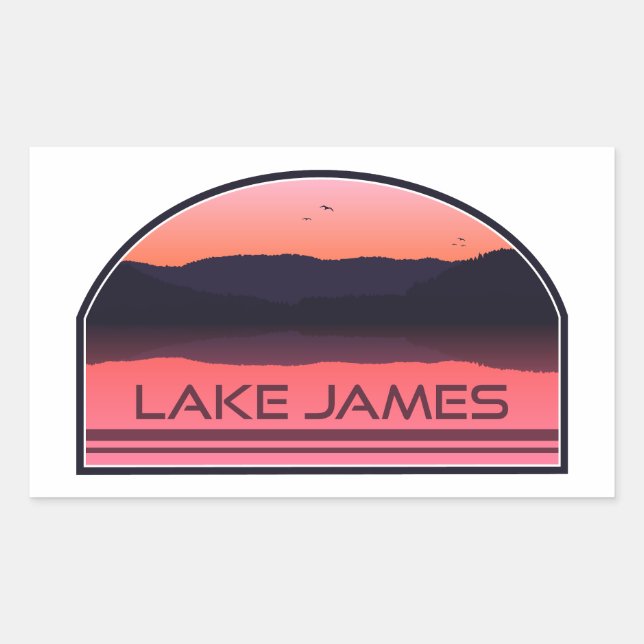 Pegatina Rectangular Lago James North Carolina Red Sunrise (Anverso)