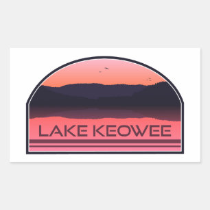 Pegatina Rectangular Lago Keowee Carolina del Sur Amanecer Rojo
