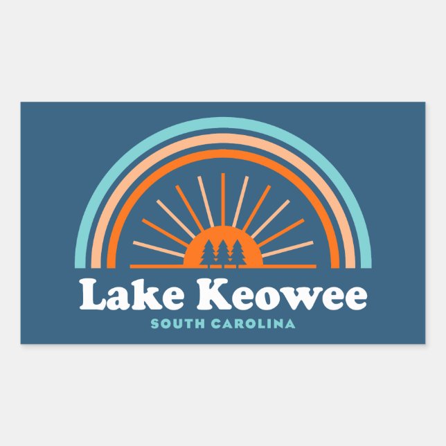 Pegatina Rectangular Lago Keowee Carolina del Sur Arcoíris (Anverso)