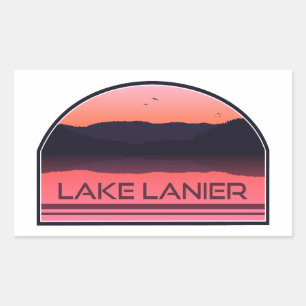 Pegatina Rectangular Lago Lanier Georgia Amanecer Rojo