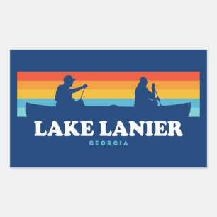 Pegatina Rectangular Lago Lanier Georgia Canoe