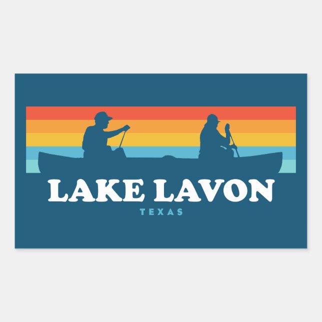 Pegatina Rectangular Lago Lavon Texas Canoe (Anverso)