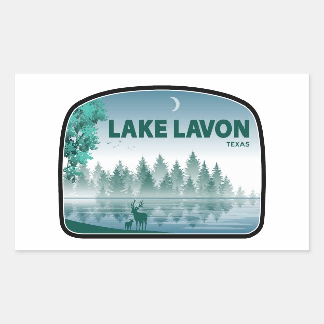 Pegatina Rectangular Lago Lavon Texas Deer (Anverso)