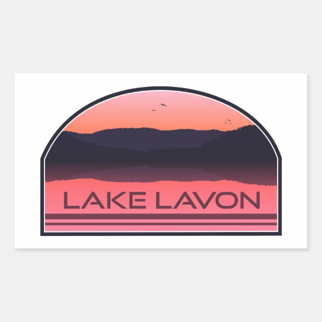 Pegatina Rectangular Lago Lavon Texas Red Sunrise (Anverso)