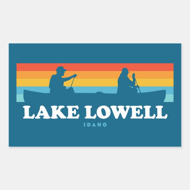 Pegatina Rectangular Lago Lowell Idaho Canoe (Anverso)