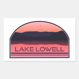 Pegatina Rectangular Lago Lowell Idaho Red Sunrise