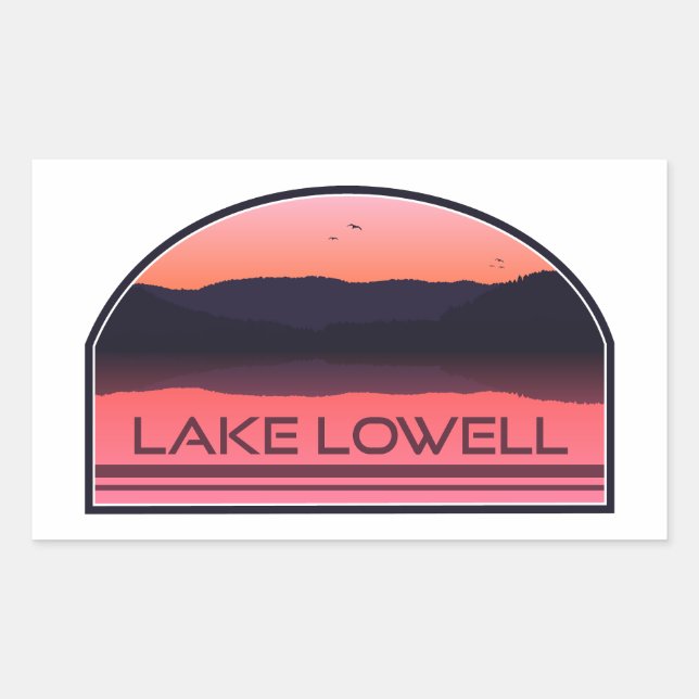 Pegatina Rectangular Lago Lowell Idaho Red Sunrise (Anverso)
