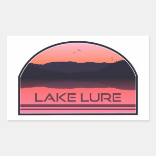 Pegatina Rectangular Lago Lure North Carolina Amanecer Rojo