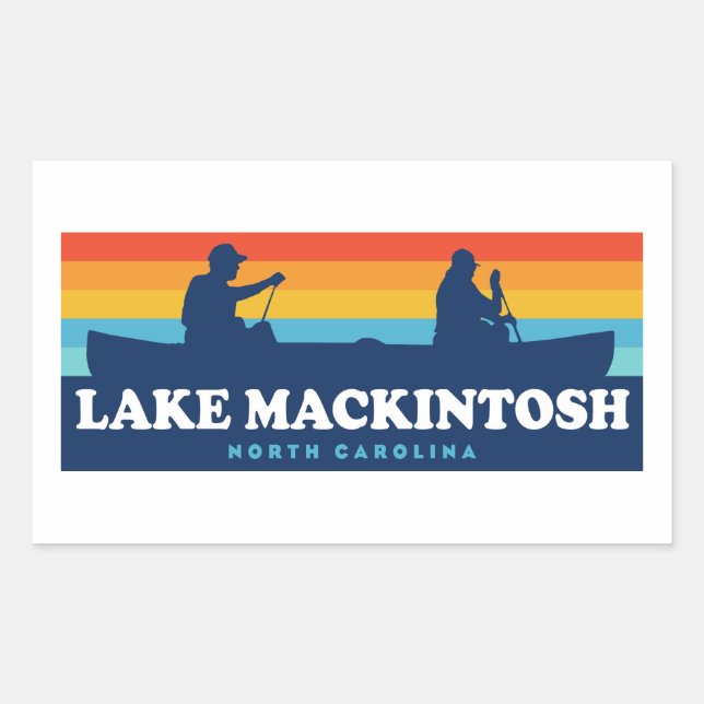 Pegatina Rectangular Lago Mackintosh Carolina del Norte Canoe (Anverso)