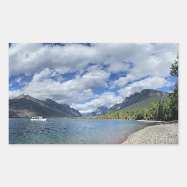 Pegatina Rectangular Lago McDonald - Parque nacional Glacier (Anverso)