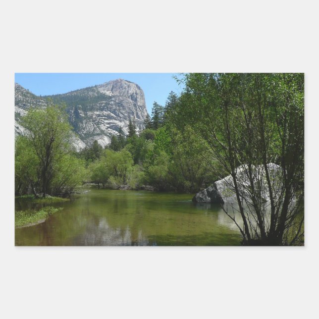 Pegatina Rectangular Lago Mirror I en el Parque Nacional Yosemite (Anverso)