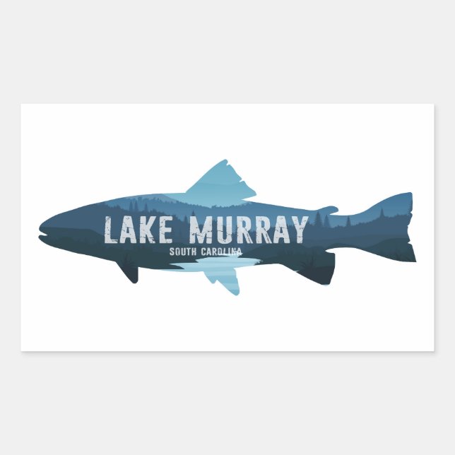 Pegatina Rectangular Lago Murray South Carolina Pesca (Anverso)