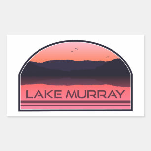 Pegatina Rectangular Lago Murray South Carolina Red Sunrise