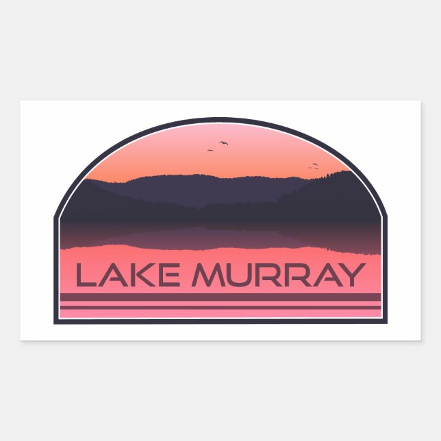 Pegatina Rectangular Lago Murray South Carolina Red Sunrise (Anverso)