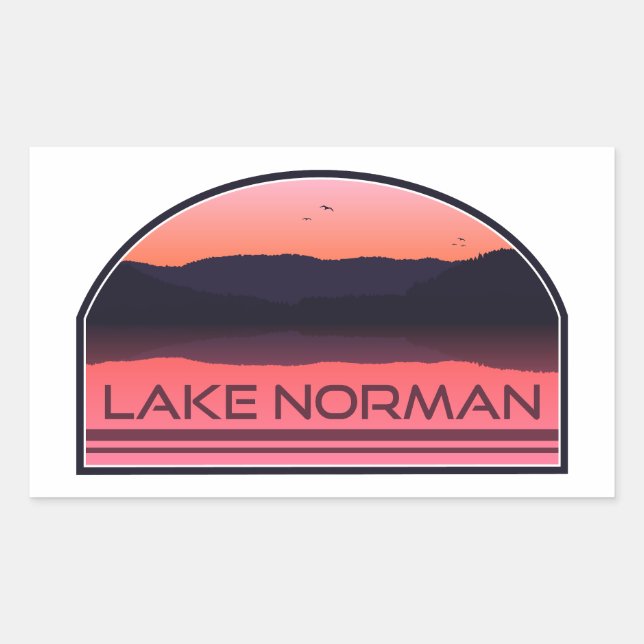 Pegatina Rectangular Lago Norman Carolina Red Sunrise (Anverso)