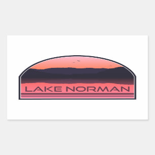 Pegatina Rectangular Lago Norman Carolina Red Sunrise