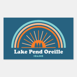 Pegatina Rectangular Lago Pend Oreille Idaho Arcoiris