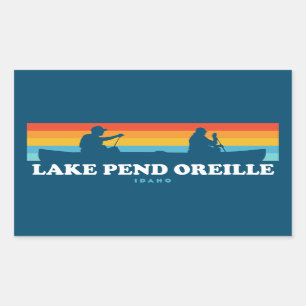 Pegatina Rectangular Lago Pend Oreille Idaho Canoe