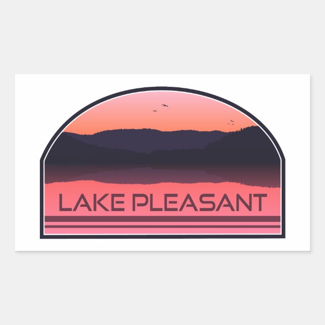 Pegatina Rectangular Lago Pleasant Arizona Red Sunrise (Anverso)