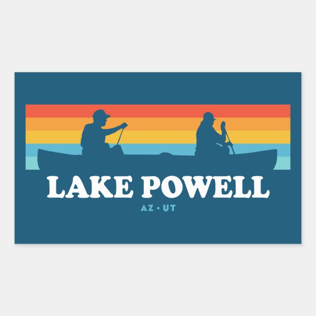 Pegatina Rectangular Lago Powell Arizona Utah Canoe (Anverso)