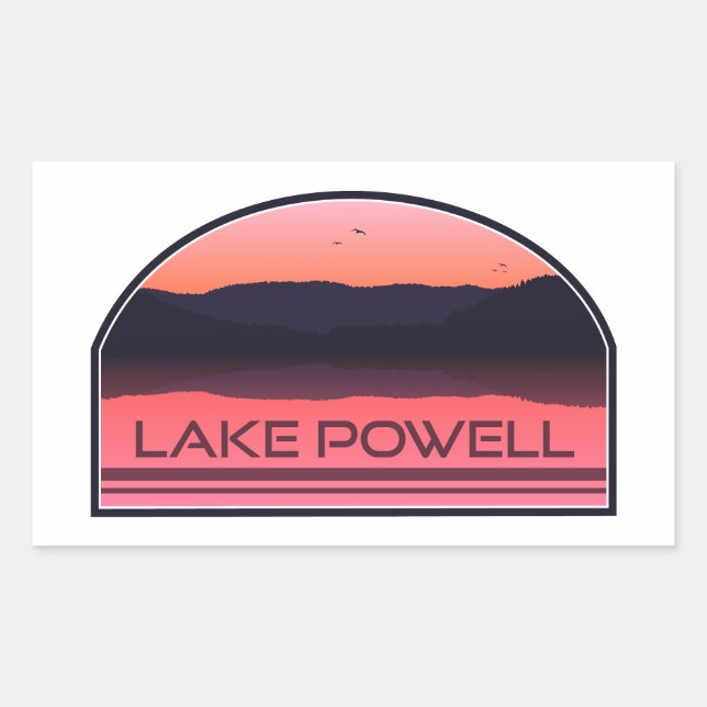 Pegatina Rectangular Lago Powell Arizona Utah Red Sunrise (Anverso)