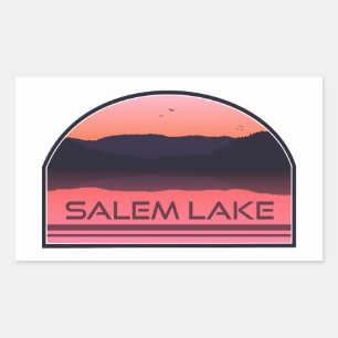 Pegatina Rectangular Lago Salem Carolina del Norte Amanecer Rojo