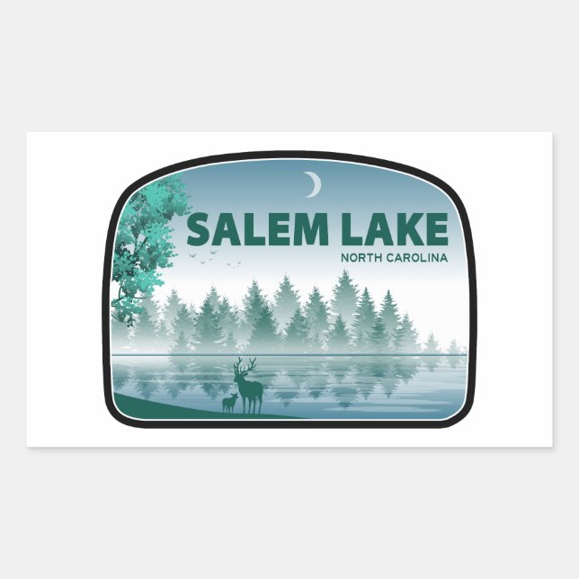 Pegatina Rectangular Lago Salem Carolina del Norte Ciervos (Anverso)