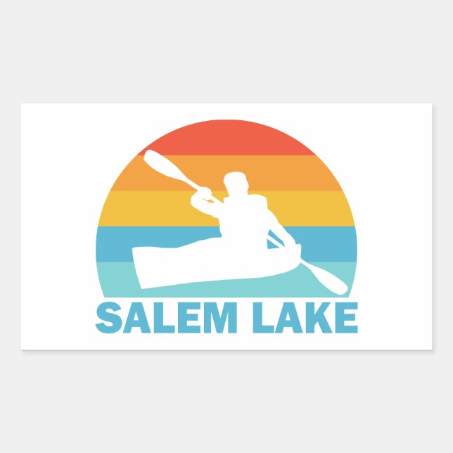 Pegatina Rectangular Lago Salem North Carolina Kayak (Anverso)