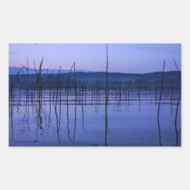 Pegatina Rectangular Lago sereno y brumoso después de una fuerte lluvia
