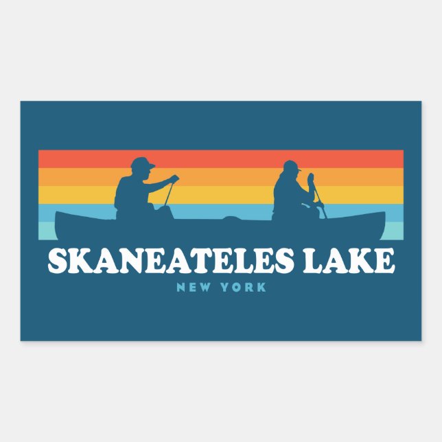 Pegatina Rectangular Lago Skaneateles Nueva York Canoe (Anverso)