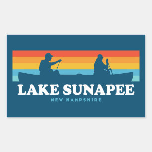 Pegatina Rectangular Lago Sunapee New Hampshire Canoe
